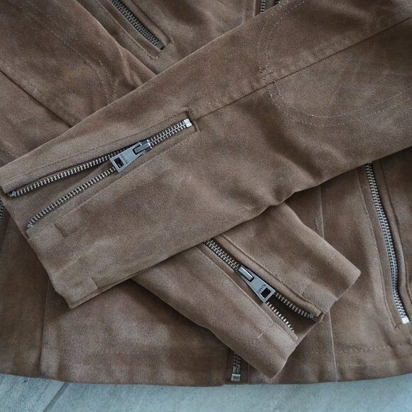 Levi’s Women’s Faux Suede Moto Jacket – Brown – Biker Style - Picture 3 of 8